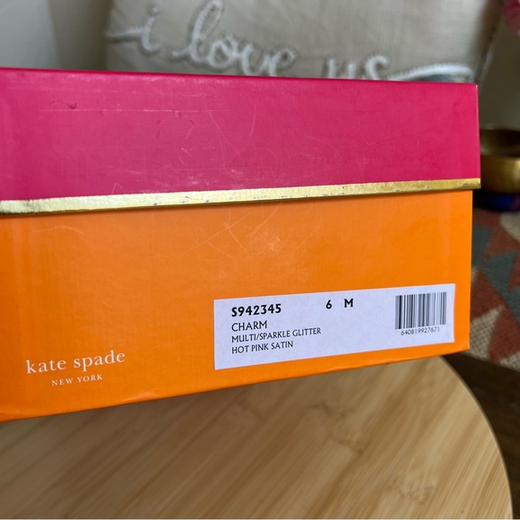 Kate Spade Charm Glitter/Sparkle Hot Pink Slingback Heels Box & Dust Bag US6 - Picture 16 of 16
